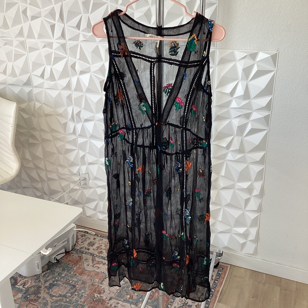 Anthropologie Floreat Garden Stroll Sheer Midi Dress Sz 8